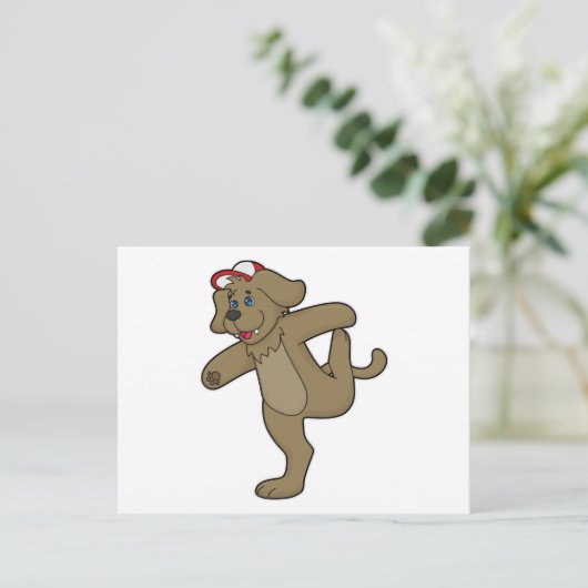 ヨガ フィットネスの犬 ポストカード (スタンド正面)