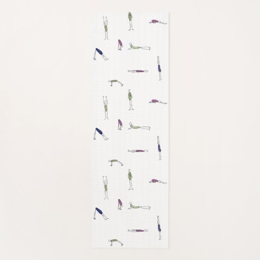 ヨガ・ムーブズのスティックフィギュアがホワイトでヨガをする ヨガマット (正面)