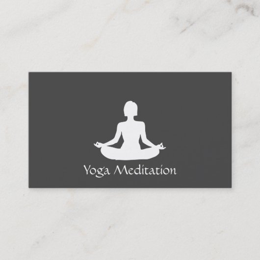 ヨガ（白）灰色の背景 名刺 (正面)