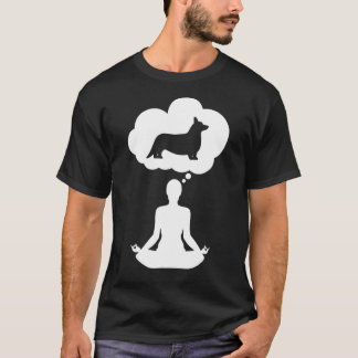 ヨガ 瞑想 内なる平穏 コーギーのことを考える Tシャツ
