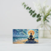 ヨガ 瞑想 星空 夜空 月 海 ビーチ 名刺 (スタンド正面)