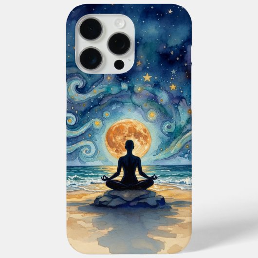 ヨガ 瞑想 星空 夜空 月 海 ビーチ Case-Mate iPhoneケース (裏面)