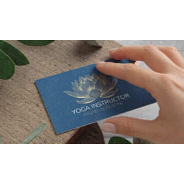 ヨガ 瞑想 霊気 インストラクター 青と金色の蓮の花 名刺