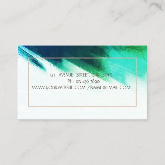 ヨガ、金ゴールドツリー女性シルエット、ブラシストローク 名刺 (裏面)