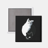 ヨガ・陰陽・猫 マグネット (正面/裏面)