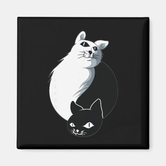 ヨガ・陰陽・猫 マグネット (正面)