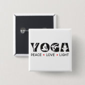 ヨガ – Peace Love Light 缶バッジ (正面&裏面)