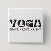 ヨガ – Peace Love Light 缶バッジ (正面)