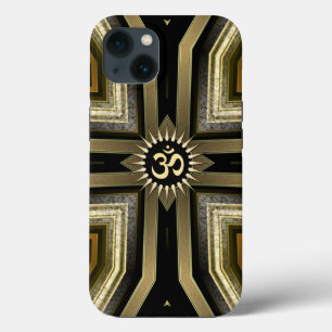 ヨガOMブラック金ゴールドサンシャイン銀河系S5ケース iPhone 13ケース