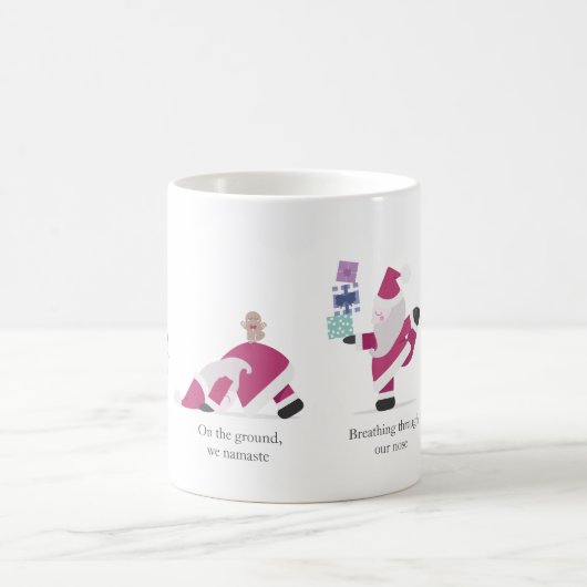 ヨギサンタヨガおもしろいプンクリスマスホリデーカード コーヒーマグカップ (中央)
