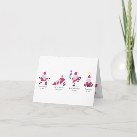 ヨギサンタヨガおもしろいプンクリスマスホリデーカード シーズンカード (正面)