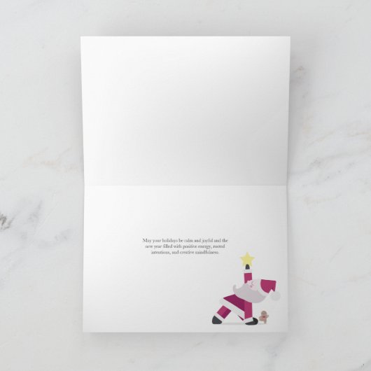 ヨギサンタヨガおもしろいプンクリスマスホリデーカード シーズンカード (内部)
