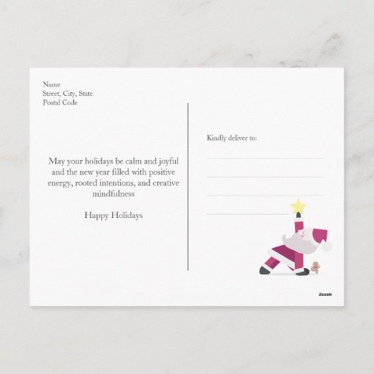 ヨギサンタヨガおもしろいプンクリスマスホリデーポストカ シーズンポストカード (裏面)