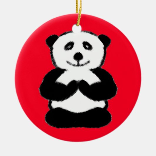 ヨギパンダ – ユニーククリスマスオーナメント セラミックオーナメント (正面)