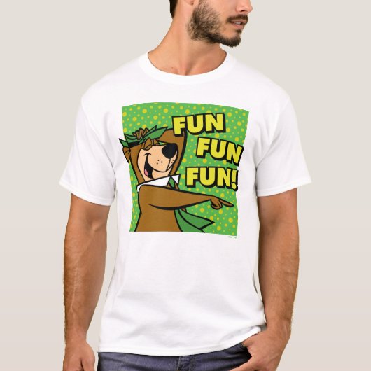 ヨギベアおもしろいおもしろいおもしろい Tシャツ (正面)