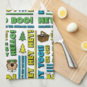 ヨギベアのピクニック引用文&おもしろいフレーズのパターン キッチンタオル (四つ折り)