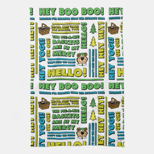 ヨギベアのピクニック引用文&おもしろいフレーズのパターン キッチンタオル (縦)