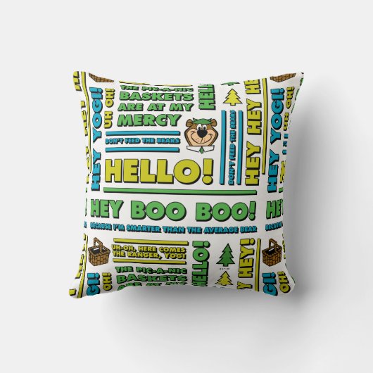 ヨギベアのピクニック引用文&おもしろいフレーズのパターン クッション (裏面)