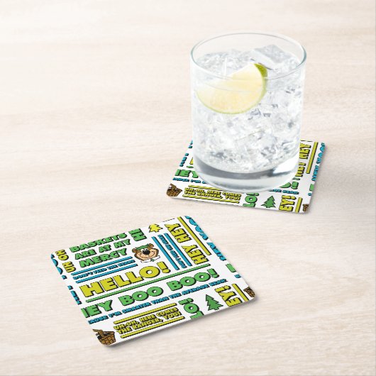 ヨギベアのピクニック引用文&おもしろいフレーズのパターン スクエアペーパーコースター (インサイチュ)