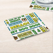 ヨギベアのピクニック引用文&おもしろいフレーズのパターン スクエアペーパーコースター (アングル)