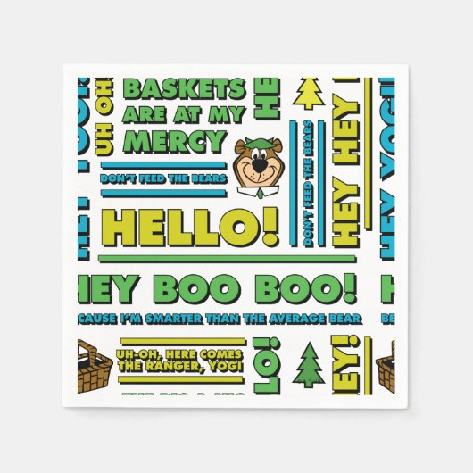 ヨギベアのピクニック引用文&おもしろいフレーズのパターン スタンダードカクテルナプキン (正面)