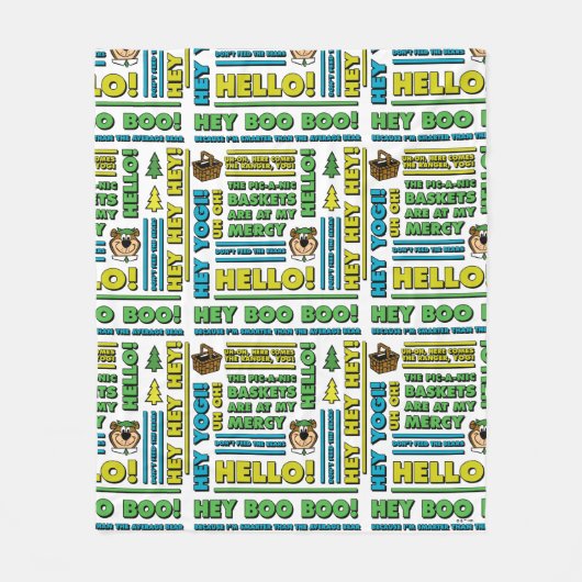 ヨギベアのピクニック引用文&おもしろいフレーズのパターン フリースブランケット (正面)