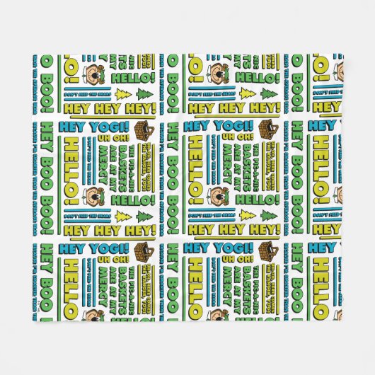 ヨギベアのピクニック引用文&おもしろいフレーズのパターン フリースブランケット (正面(横))