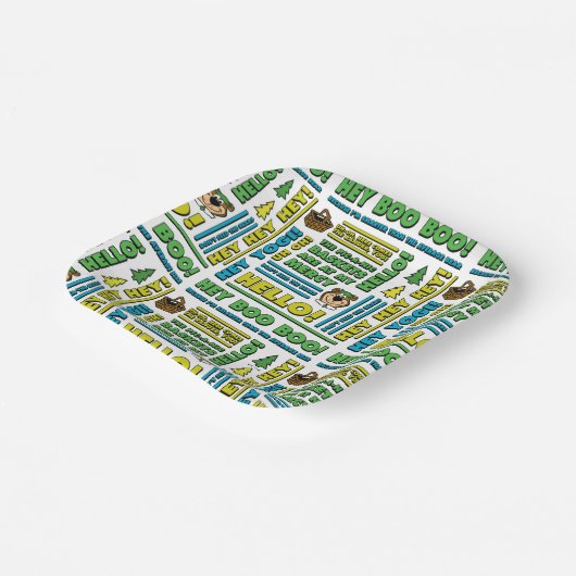 ヨギベアのピクニック引用文&おもしろいフレーズのパターン ペーパープレート (傾斜あり)