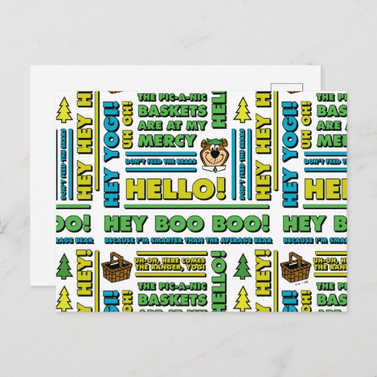 ヨギベアのピクニック引用文&おもしろいフレーズのパターン ポストカード (正面/裏面)