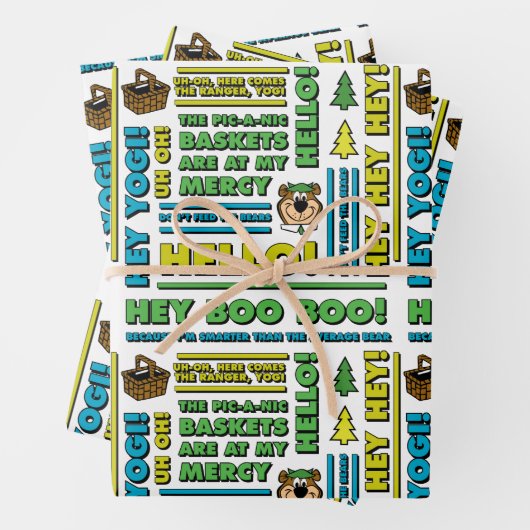 ヨギベアのピクニック引用文&おもしろいフレーズのパターン ラッピングペーパーシート (インサイチュ)