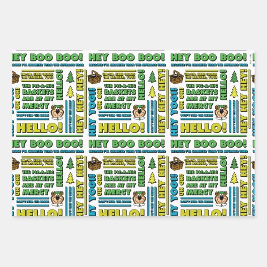 ヨギベアのピクニック引用文&おもしろいフレーズのパターン ラッピングペーパーシート (正面)