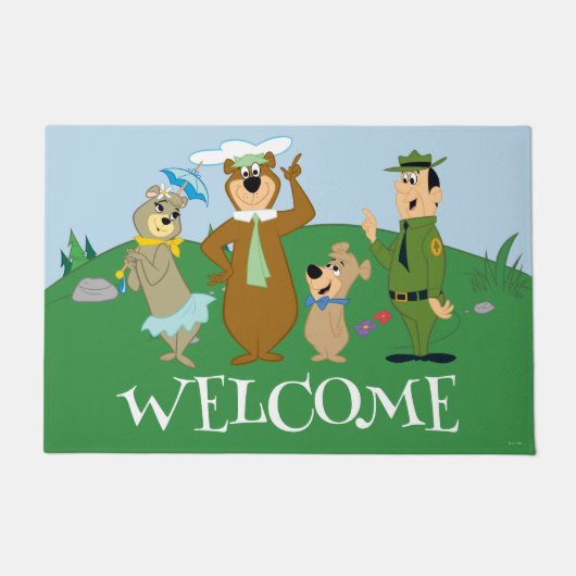 ヨギベアアンドフレンズクラシックポーズ ドアマット (正面)