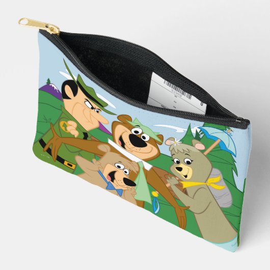 ヨギベアアンドフレンズフレームフォレスト写真 アクセサリーポーチ (見開き)