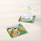 ヨギベアアンドフレンズフレームフォレスト写真 スクエアペーパーコースター (インサイチュ)