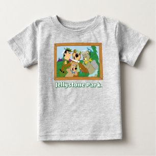 ヨギベアアンドフレンズフレームフォレスト写真 ベビーTシャツ