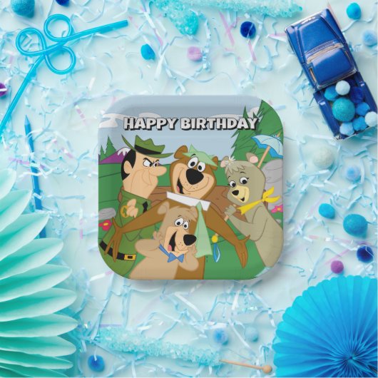 ヨギベアアンドフレンズフレームフォレスト写真 ペーパープレート (パーティー)