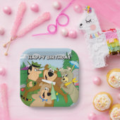 ヨギベアアンドフレンズフレームフォレスト写真 ペーパープレート (パーティー)