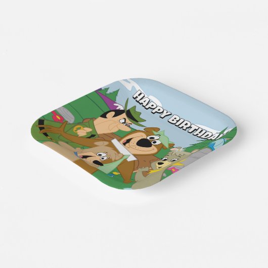 ヨギベアアンドフレンズフレームフォレスト写真 ペーパープレート (傾斜あり)