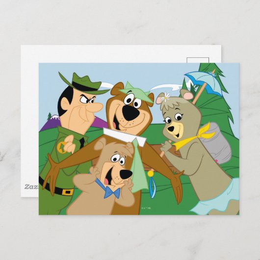 ヨギベアアンドフレンズフレームフォレスト写真 ポストカード (正面/裏面)