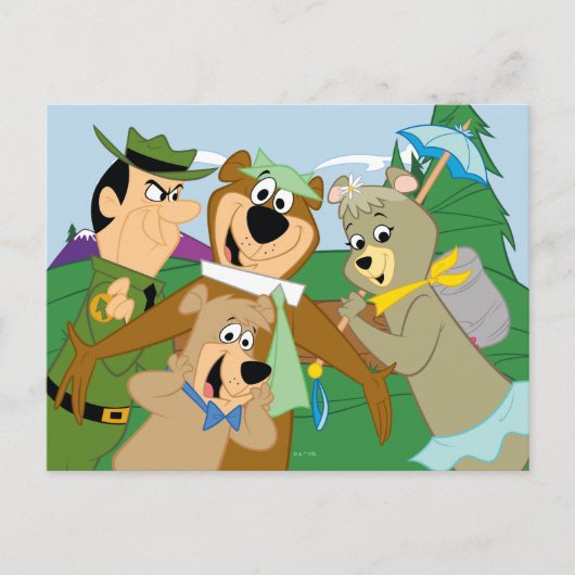 ヨギベアアンドフレンズフレームフォレスト写真 ポストカード (正面)