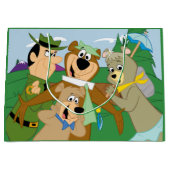 ヨギベアアンドフレンズフレームフォレスト写真 ラージペーパーバッグ (正面)