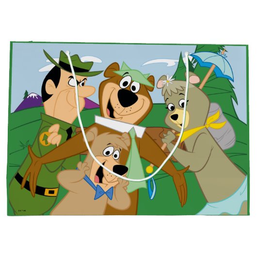 ヨギベアアンドフレンズフレームフォレスト写真 ラージペーパーバッグ (裏面)