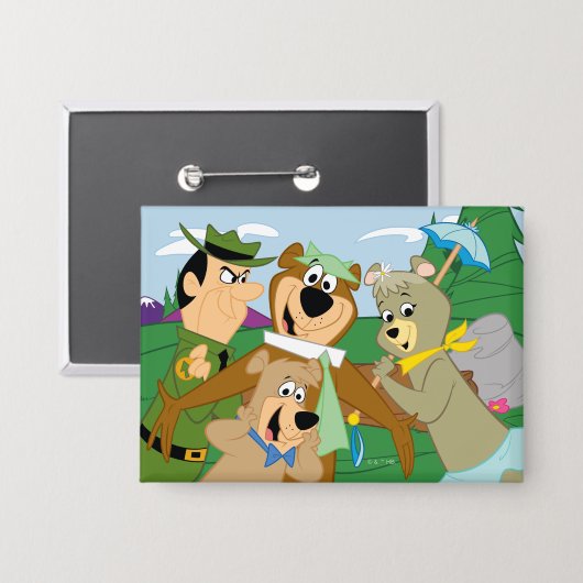 ヨギベアアンドフレンズフレームフォレスト写真 缶バッジ (正面/裏面)