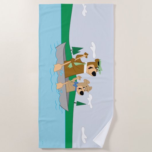 ヨギベアアンドブーブーおもしろいカヌアドベンチャー ビーチタオル (正面)