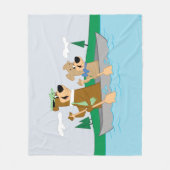 ヨギベアアンドブーブーおもしろいカヌアドベンチャー フリースブランケット (正面)