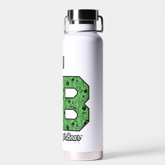 ヨギベアパターン(の模様が)あるバーシティ文字 ウォーターボトル (背面)