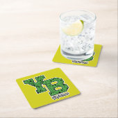 ヨギベアパターン（の模様が）あるバーシティ文字 スクエアペーパーコースター (インサイチュ)