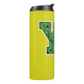 ヨギベアパターン(の模様が)あるバーシティ文字 タンブラー (回転左)