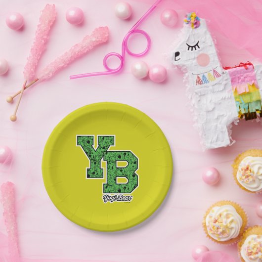ヨギベアパターン(の模様が)あるバーシティ文字 ペーパープレート (パーティー)