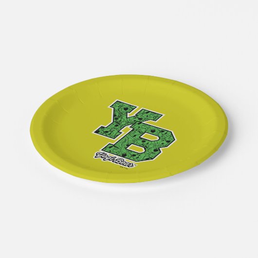 ヨギベアパターン(の模様が)あるバーシティ文字 ペーパープレート (アングル)